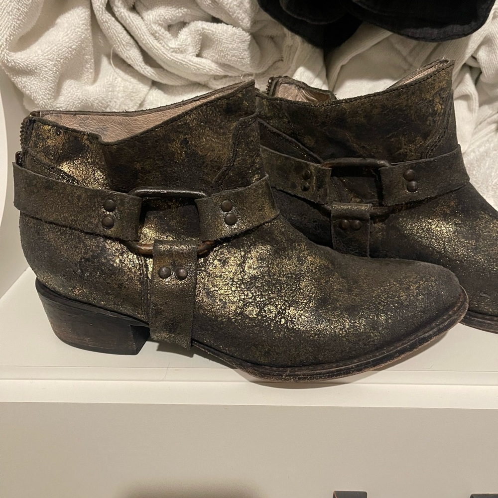 Freebird Dark Brown Ankle Boots with Buckles and Western Style